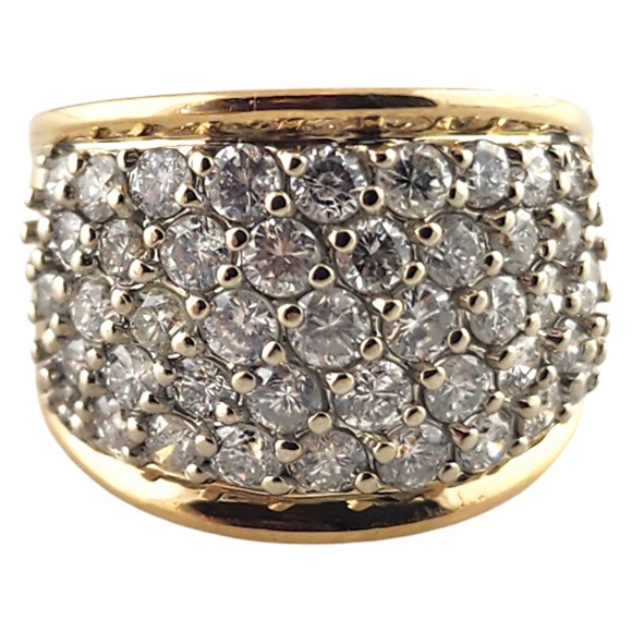 Estate Jewelry - 14 Karat Yellow Gold Diamond Pave Wide Band Ring Size 7.75 #19028